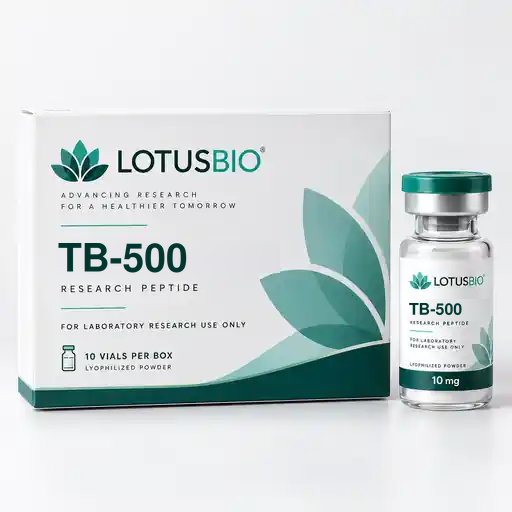 TB-500 research peptide packaging illustration by LotusBio