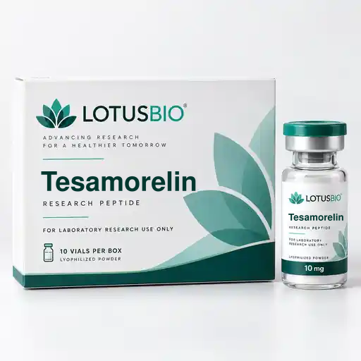 Tesamorelin research peptide packaging by LotusBio